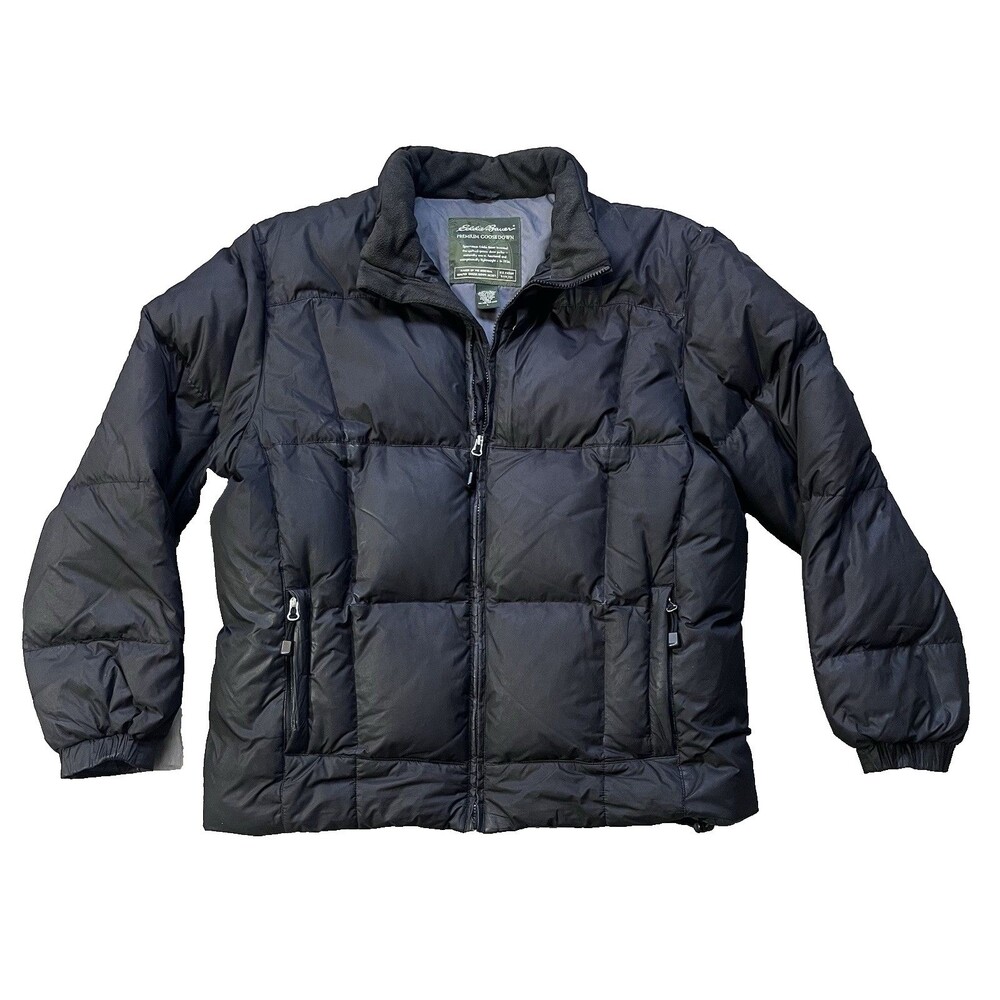 Eddie Bauer Puffer Premium Quality GOOSE Down Quilted Size Large Mens Full Zip